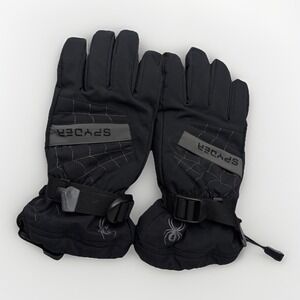Spyder Overweb Ski Gloves Youth L Black Gray Winter Snow Insulated